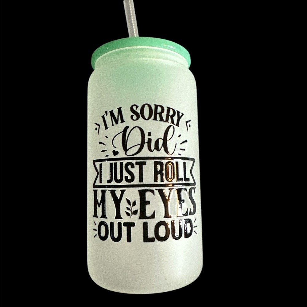 Frosted Glass Tumbler with straw and straw cleaner